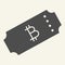 Ticket bitcoin solid icon. Crypto ticket vector illustration isolated on white. Cryptocurrency glyph style design
