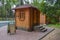 The ticket booth made of wood in the Belovezhskaya Pushcha
