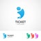 Ticket center logo concept - vector emblem template for travel agency. Different color variations