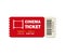 Ticket of cinema for movie. Template red VIP entry pass tickets for theater, festival, cinema on isolated background. Pass ticket
