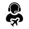 Ticket Customer service icon vector male person profile symbol for travel and holidays support helpline in glyph pictogram