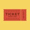 Ticket icon vector illustration in the flat style. Ticket stub isolated on a background. Retro cinema or movie tickets.