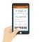 Ticket service,hand holding smart phone with movie ticket applic