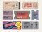 Tickets collection in vintage and retro style.