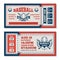 Tickets design template at baseball tournament