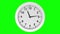 Ticking clock on green background