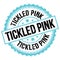 TICKLED PINK text on blue-black round stamp sign