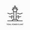 Tidal power plant line flat icon. Vector illustration alternative renewable energy sources.