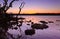 Tidal shallows at sundown landscape