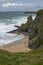 Tide rushes over rocks near the Bedruthian Steps, Cornwall