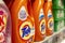 Tide washing powder on the shelf in the store. Close-up. Side view. Moscow, Russia, 01-01-2021