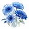 Tidy Gerbera Arrangement: Blue Watercolor Clipart Collection