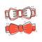 Tie bow icon in comic style. Bowtie cartoon vector illustration on white isolated background. Butterfly splash effect business