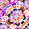Tie Dye Background. Ethnic Print. Flowers Psychedelic Borders. Pink Hippie Design. Graphic Background. Magenta Tie Dye Rug.