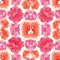 Tie Dye Seamless Pattern. Ethnic Texture. Floral Psychedelic Design. Pink Hippie Prints. Abstract Pattern Print. Red Rug.