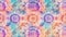 Tie dye shibori pattern background on bold peach, lavender and aqua color. Watercolour abstract texture. Generative AI