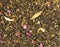 Tie Guan Yin tea with the petals of lilac, hibiscus and sunflower. Organic tea background. Top view. Close up