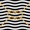 Tied square knot on striped background