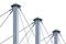 Tied Suspension Roof Cables, Three Tall Grey Isolated Masts