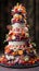 Tiered Wedding Cake with fruits