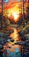 Tiffany Baugh\\\'s Hyper-detailed Sunset Canvas In Whistlerian Style