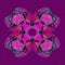 TIFFANY FLOWER MANDALA, IN PURPLE, PINK, ORANGE AND BLACK WITH PURPLE BACKGROUND, IMAGE WITH TETURE