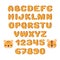 Tiger alphabet. Childish vector font. Cute tiger face.