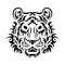 Tiger anger. Black tattoo. Vector illustration of a tiger head.