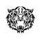 Tiger anger. Black tattoo. Vector illustration of a tiger head.