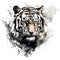 tiger. An artistic, schematic black-and-white portrait of a tiger Generative AI