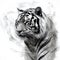tiger. An artistic, schematic black-and-white portrait of a tiger Generative AI