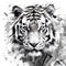 tiger. An artistic, schematic black-and-white portrait of a tiger Generative AI