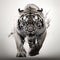 tiger. An artistic, schematic black-and-white portrait of a tiger Generative AI