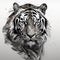 tiger. An artistic, schematic black-and-white portrait of a tiger Generative AI