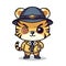 Tiger as policeman, cartoon chibi style, AI generative