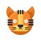 Tiger astonished expression funny emoji vector