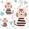 Tiger baby seamless pattern. Scandinavian cute print.