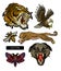 Tiger, bee, butterfly, eagle, leopard and panther embroidery patches for textile design.