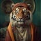 tiger in boho bohemian medieval hippie outfit