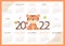 Tiger calendar for 2022. Tiger symbol of the new year 2022. Childrens calendar with a cute animal, flowers and butterfly