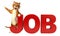 Tiger cartoon character with jobs sign