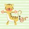 Tiger cartoon shaped T letter