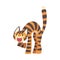 Tiger Character with Orange Fur and Black Stripes Roaring Vector Illustration