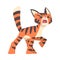 Tiger Character with Orange Fur and Black Stripes Roaring Vector Illustration