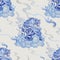 Tiger Climbing with cloud design with oriental style with blue Porcelain seamless pattern