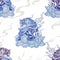Tiger Climbing with cloud design with oriental style with blue Porcelain seamless pattern