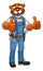 Tiger Construction Cartoon Mascot Handyman