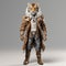 Tiger Costume Character In Brown Coat - Post-apocalyptic Fashion