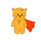 Tiger cub is a super hero. Children`s vector stock illustration.