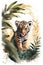 Tiger cub watercolor artwork poster, generative ai